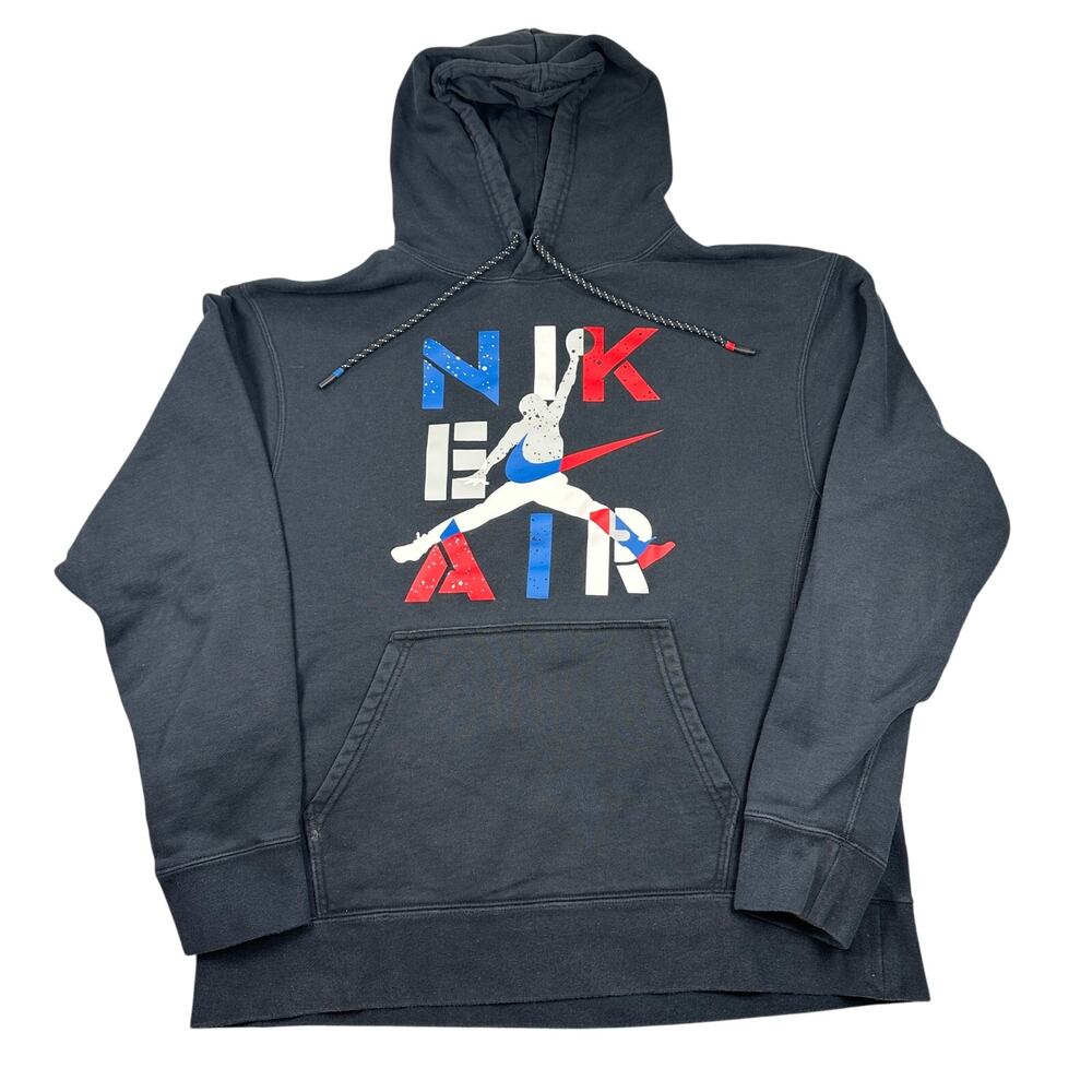 Jordan Nike Air Hoodie Pullover Graphic Jumpman Black Sweatshirt Medium